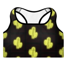 Load image into Gallery viewer, Green Neon Cactus Padded Sports Bra
