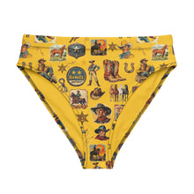 Load image into Gallery viewer, Yeehaw Vintage Cowboy Collage Mustard Bikini Bottom
