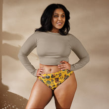 Load image into Gallery viewer, Yeehaw Vintage Cowboy Collage Mustard Bikini Bottom
