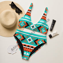 Load image into Gallery viewer, Yeehaw Turquoise Orange Aztec Bikini
