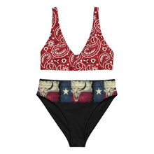 Load image into Gallery viewer, Yeehaw Texas Bandana Red White &amp; Blue Bikini

