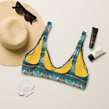 Load image into Gallery viewer, Yeehaw Teal Aztec Blanket Print Bikini Top
