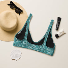 Load image into Gallery viewer, Yeehaw Turquoise Bandana Bikini Top
