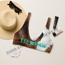 Load image into Gallery viewer, Yeehaw Brown Cow Print Bikini Top
