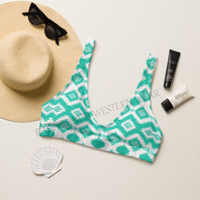 Load image into Gallery viewer, Ready to Ship Yeehaw Turquoise Aztec Bikini Top Size Medium

