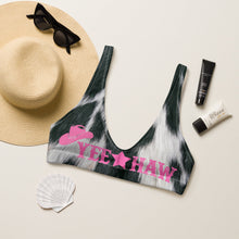 Load image into Gallery viewer, Yeehaw Cow Print Bikini Top
