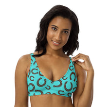 Load image into Gallery viewer, Yeehaw Turquoise Horseshoe Bikini Top
