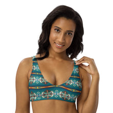 Load image into Gallery viewer, Yeehaw Teal Aztec Blanket Print Bikini Top
