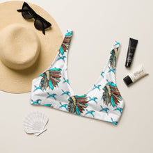 Load image into Gallery viewer, Yeehaw Turquoise Running Horse Head Dress Bikini Top
