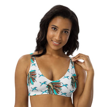 Load image into Gallery viewer, Yeehaw Turquoise Running Horse Head Dress Bikini Top
