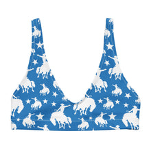 Load image into Gallery viewer, Yeehaw Blue Rodeo Cowboy Bikini Top
