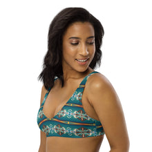 Load image into Gallery viewer, Yeehaw Teal Aztec Blanket Print Bikini Top
