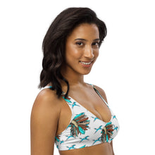 Load image into Gallery viewer, Yeehaw Turquoise Running Horse Head Dress Bikini Top
