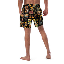 Load image into Gallery viewer, Yeehaw Vintage Cowboy Collage Swim Trunks
