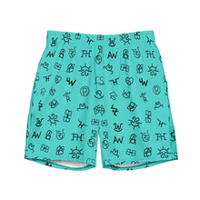 Load image into Gallery viewer, Yeehaw Turquoise Cattle Brands Men's Swim Trunks
