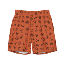Load image into Gallery viewer, Yeehaw Brown Cattle Brands Men&#39;s Swim Trunks
