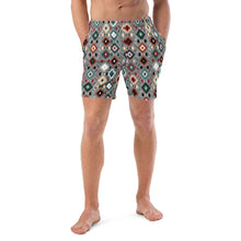 Load image into Gallery viewer, Yeehaw Gray Aztec Men's Swim Trunks
