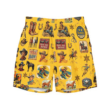 Load image into Gallery viewer, YEEHAW Vintage Cowboy Collage Western Swim Trunks Shorts
