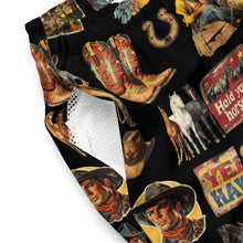 Load image into Gallery viewer, YEEHAW Vintage Cowboy Collage Western Swim Trunks Shorts
