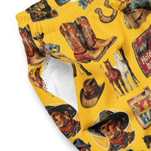 Load image into Gallery viewer, YEEHAW Vintage Cowboy Collage Western Swim Trunks Shorts
