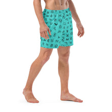 Load image into Gallery viewer, Yeehaw Turquoise Cattle Brands Men&#39;s Swim Trunks
