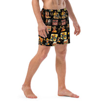 Load image into Gallery viewer, Yeehaw Vintage Cowboy Collage Swim Trunks
