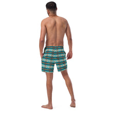 Load image into Gallery viewer, Yeehaw Teal Aztec Blanket Print Mens Swim Shorts
