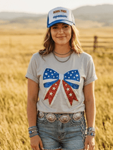 Load image into Gallery viewer, Americana Patriotic Bow Sequin Patch Tee
