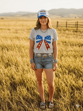 Load image into Gallery viewer, Americana Patriotic Bow Sequin Patch Tee
