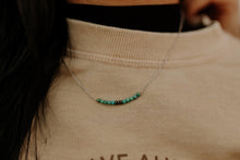 Load image into Gallery viewer, Authentic Turquoise Bead and Silver Pearl Bar Necklace
