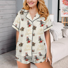 Load image into Gallery viewer, Christmas Horses Cowgirl Western Satin Short Pajama Set
