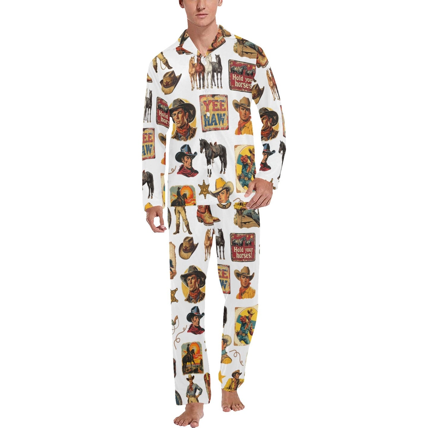 Vintage Cowboy Collage Western Pajamas