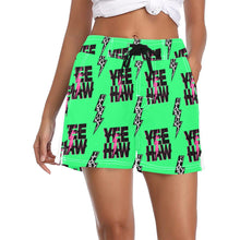 Load image into Gallery viewer, Women's Neon Yeehaw Beach Board Shorts
