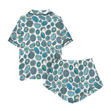Load image into Gallery viewer, Turquoise Crazy Satin Ruffle Western Pajama Set
