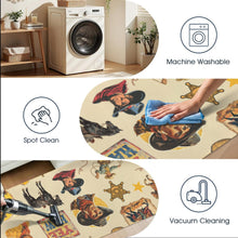 Load image into Gallery viewer, Vintage Cowboy Collage Floor Rug Runner Indoor 60" x 22" Made in America
