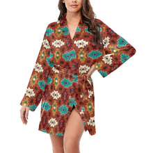 Load image into Gallery viewer, Old Aztec Women's Long Sleeve Belted Satin Feel Dressing Lounge Robe
