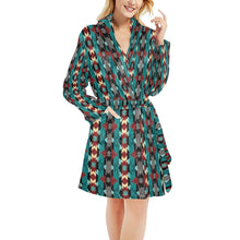 Load image into Gallery viewer, Teal Aztec Women&#39;s Western Robe

