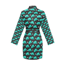Load image into Gallery viewer, Turquoise cowgirl Hat Women&#39;s Belted Satin Feel Dressing Lounge Robe
