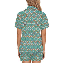 Load image into Gallery viewer, Turquoise Aztec Western Women&#39;s Pajama Set

