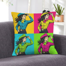 Load image into Gallery viewer, Baha Ranch The Last Roundup Barrel Racer Collage Velvety Soft Pillow Cover Made in America
