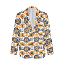 Load image into Gallery viewer, Colores de Mexico Blue Yellow Mexican Floral Blazer
