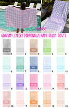 Load image into Gallery viewer, Gingham Checks Personalize Name Beach Towel
