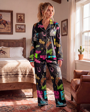 Load image into Gallery viewer, Baha Ranch The Last Round Up Satin Pajama Set
