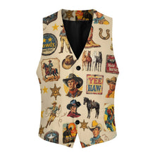 Load image into Gallery viewer, Baha Ranch Vintage Western Cowboy Collage Men's Sleeveless Suit Vest
