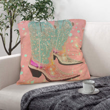 Load image into Gallery viewer, Baha Ranch Retro Pop Western Bling Boots Pillow Case Made in America
