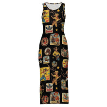 Load image into Gallery viewer, Baha Ranch Vintage Cowgirl Collage Sleeveless Bodycon Side Slit Long Dress
