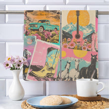 Load image into Gallery viewer, Retro Pop Western set of 2 Kitchen Dish Towels Made in America
