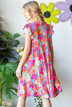 Load image into Gallery viewer, Heimish Full Size Floral Cap Sleeve Tiered Dress
