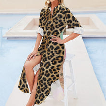 Load image into Gallery viewer, Baha Ranch Retro Pop Western Leopard Desert Shirt Dress Duster
