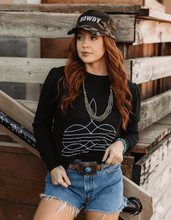 Load image into Gallery viewer, Black Boot Stitch Graphic Sweatshirt
